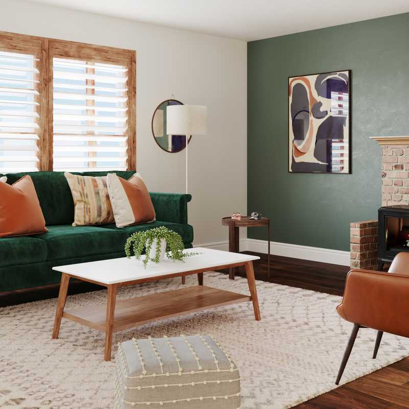 Bohemian, Midcentury Modern Living Room Design by Havenly Interior Designer Priscila