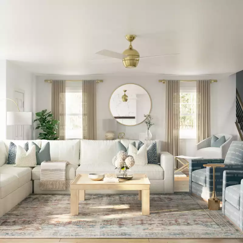 Modern, Classic, Coastal, Transitional Living Room Design by Havenly Interior Designer Emily