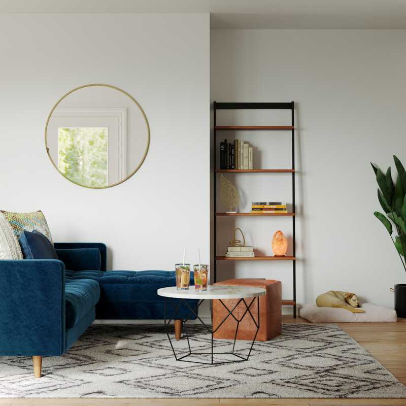 Bohemian, Midcentury Modern Living Room Design by Havenly Interior Designer Lena