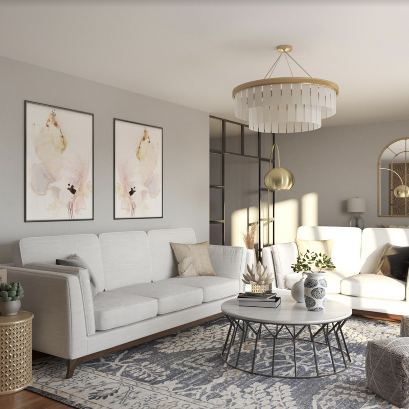 Contemporary, Modern, Glam Living Room Design by Havenly Interior Designer Rumki