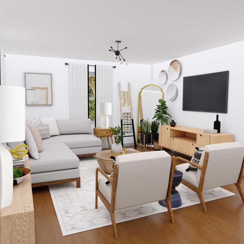 Bohemian, Midcentury Modern, Scandinavian Living Room Design by Havenly Interior Designer Ashley