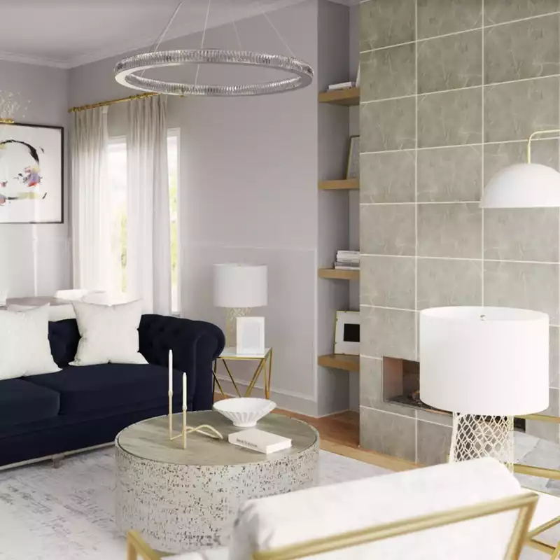 Contemporary, Modern, Glam, Transitional Living Room Design by Havenly Interior Designer Rumki