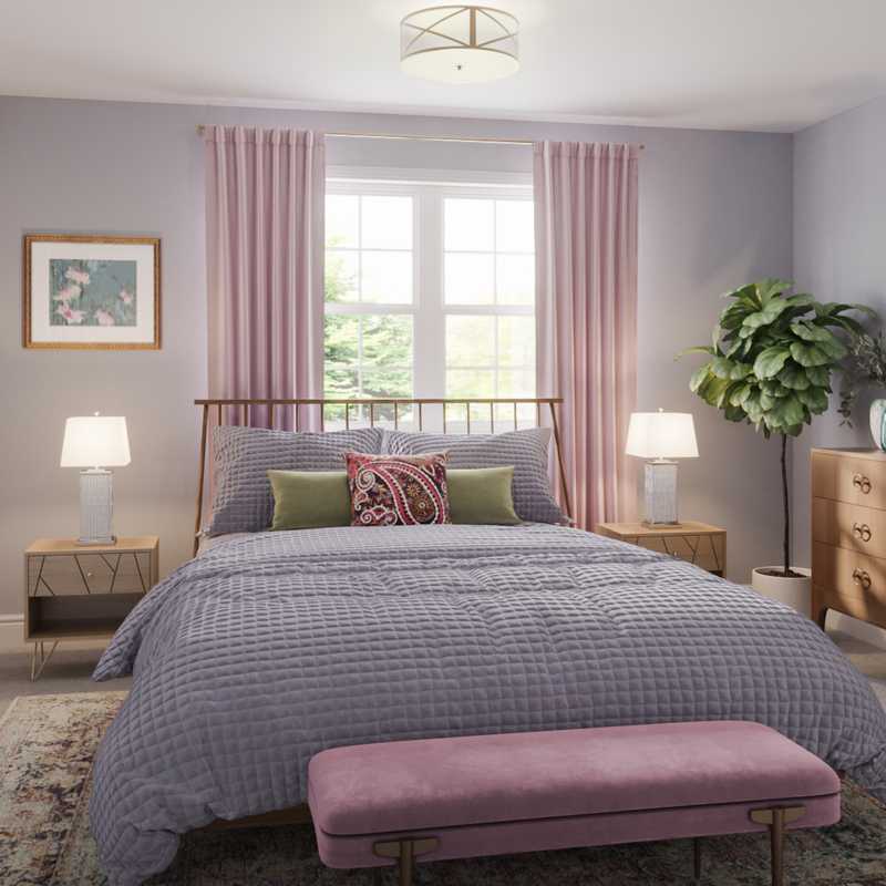 Eclectic, Glam, Midcentury Modern Bedroom Design by Havenly Interior Designer Nicole