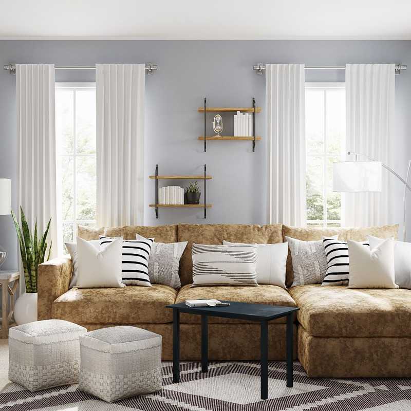 Modern, Farmhouse, Minimal Living Room Design by Havenly Interior Designer Meghan