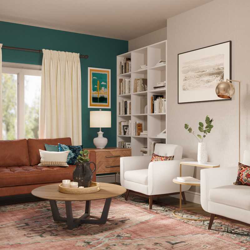 Eclectic, Traditional, Midcentury Modern Living Room Design by Havenly Interior Designer Julia