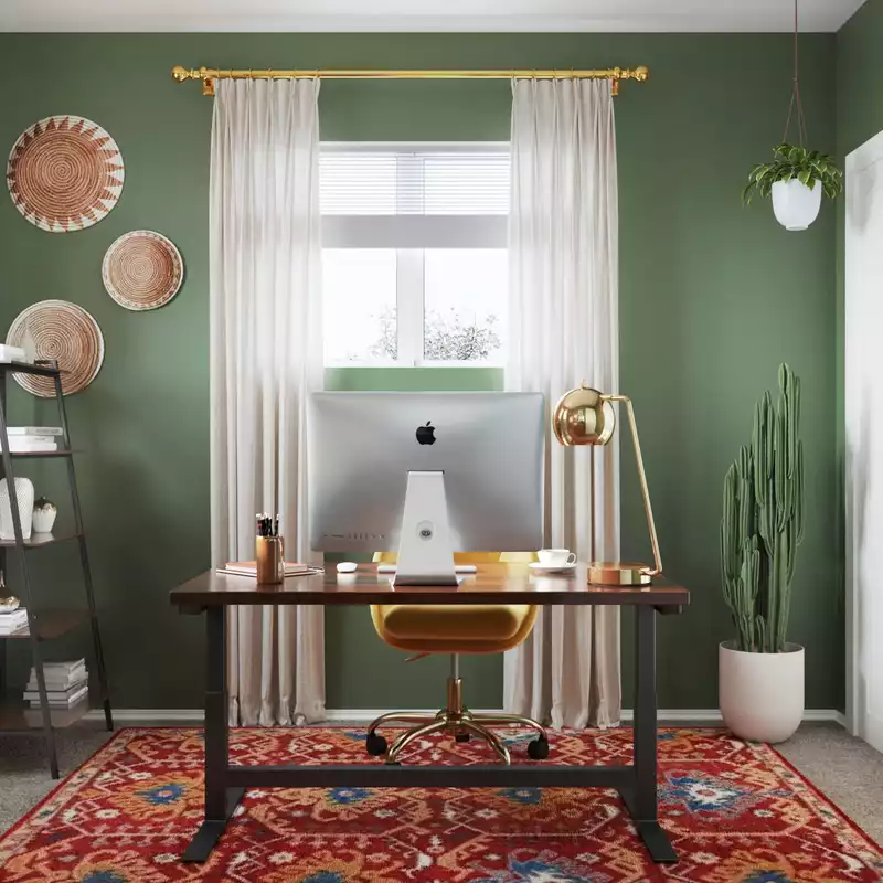 Modern, Bohemian, Southwest Inspired, Midcentury Modern Office Design by Havenly Interior Designer Ingrid