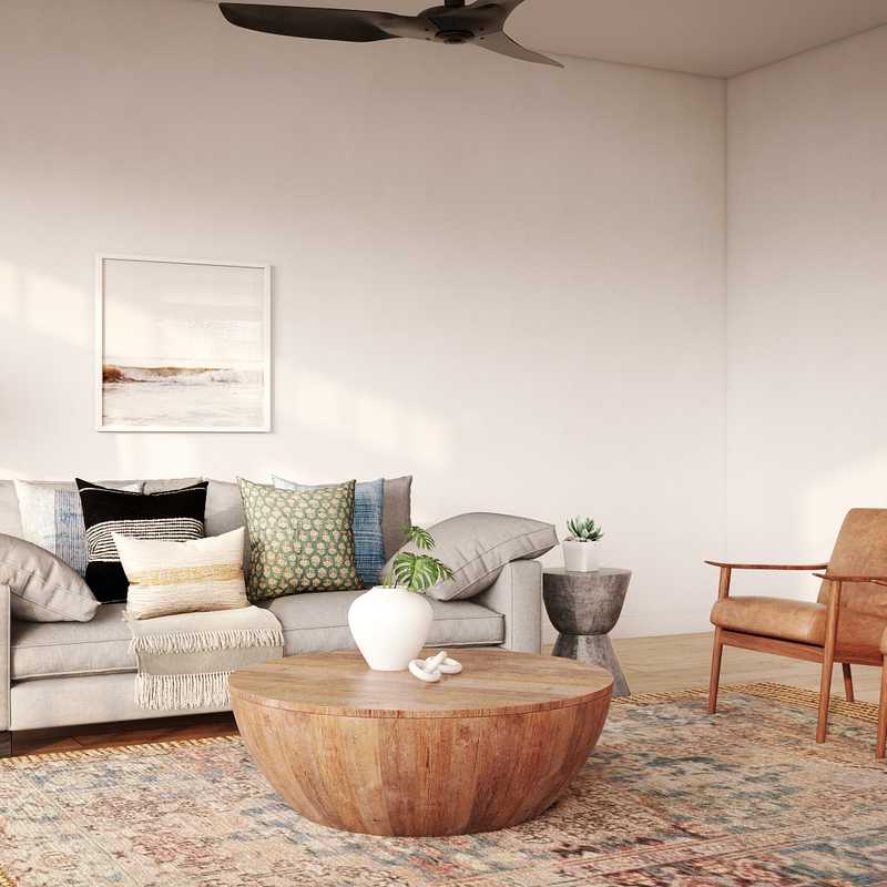 Eclectic, Coastal, Midcentury Modern Living Room Design by Havenly Interior Designer Keegan