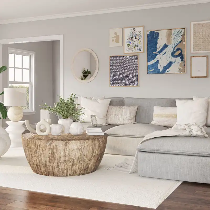 Contemporary, Traditional, Farmhouse Living Room Design by Havenly Interior Designer Maria