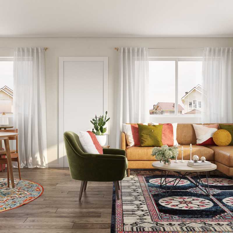 Bohemian, Midcentury Modern Living Room Design by Havenly Interior Designer Ingrid