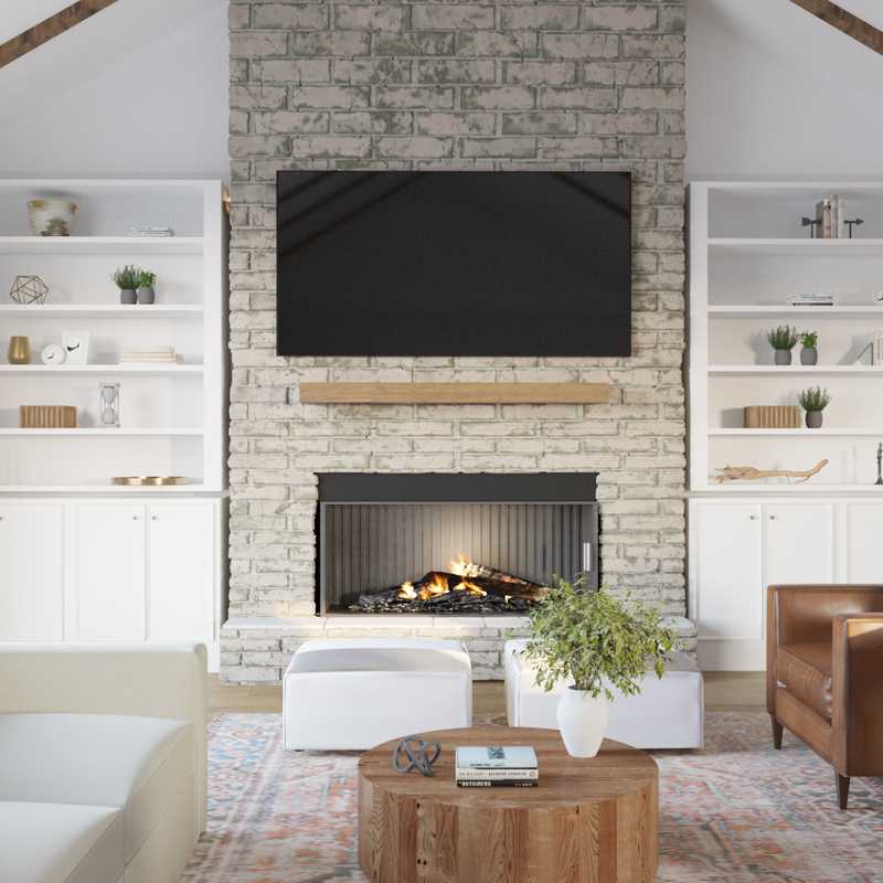 Farmhouse, Rustic, Transitional Living Room Design by Havenly Interior Designer Abby