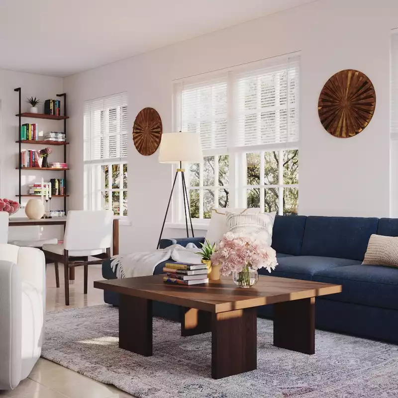 Modern, Rustic, Transitional, Midcentury Modern Living Room Design by Havenly Interior Designer Carla