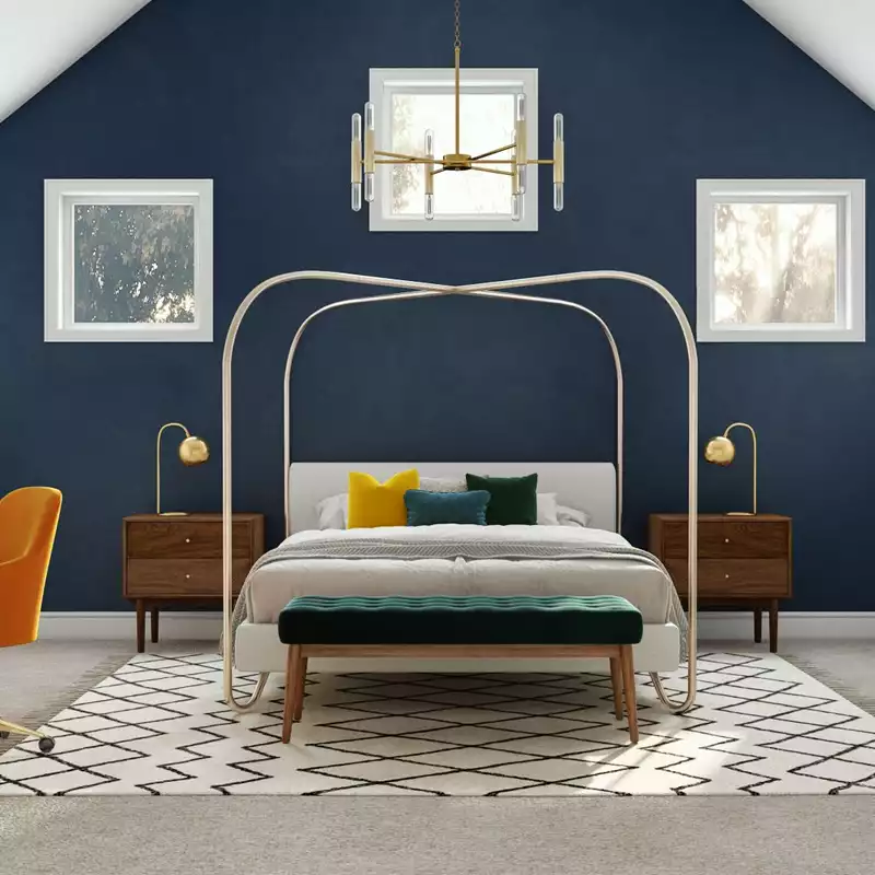 Eclectic, Midcentury Modern Bedroom Design by Havenly Interior Designer Emmanuel