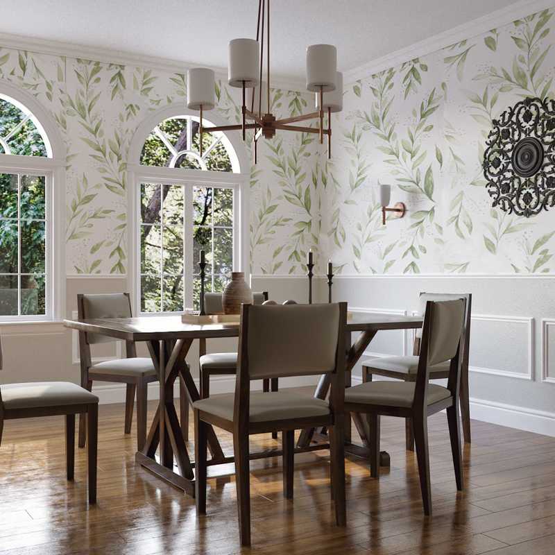 Bohemian, Farmhouse, Transitional Dining Room Design by Havenly Interior Designer Erin