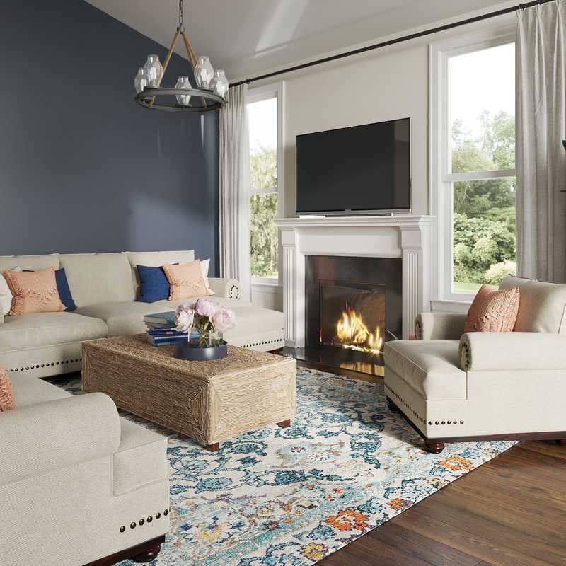 Farmhouse Living Room Design by Havenly Interior Designer Elizabeth