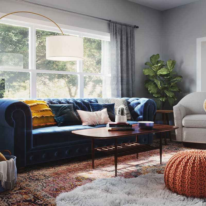 Modern, Bohemian, Midcentury Modern Living Room Design by Havenly Interior Designer Heather
