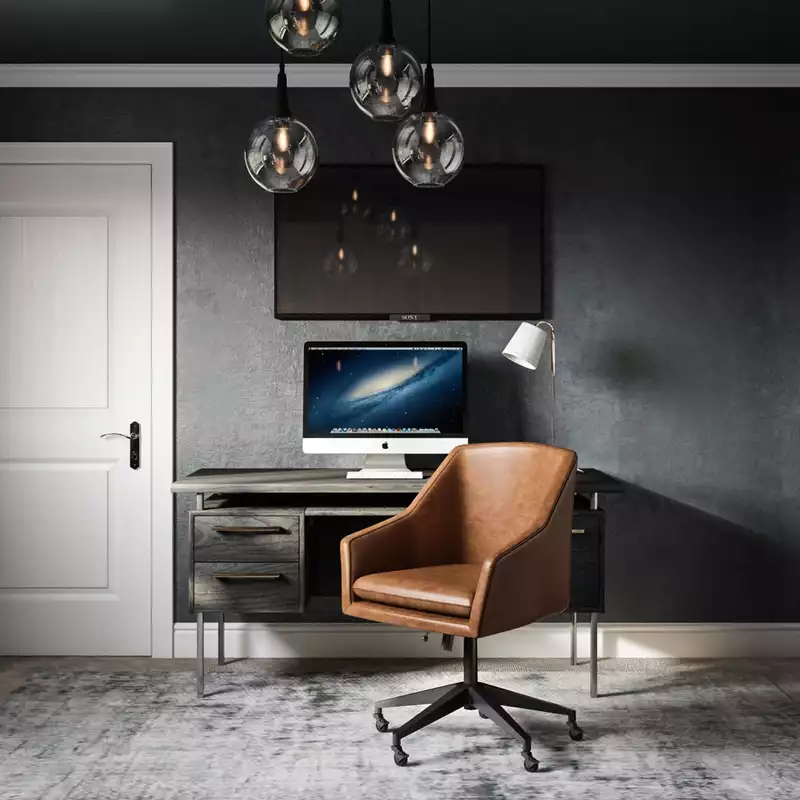 Classic, Industrial, Midcentury Modern Office Design by Havenly Interior Designer Karie