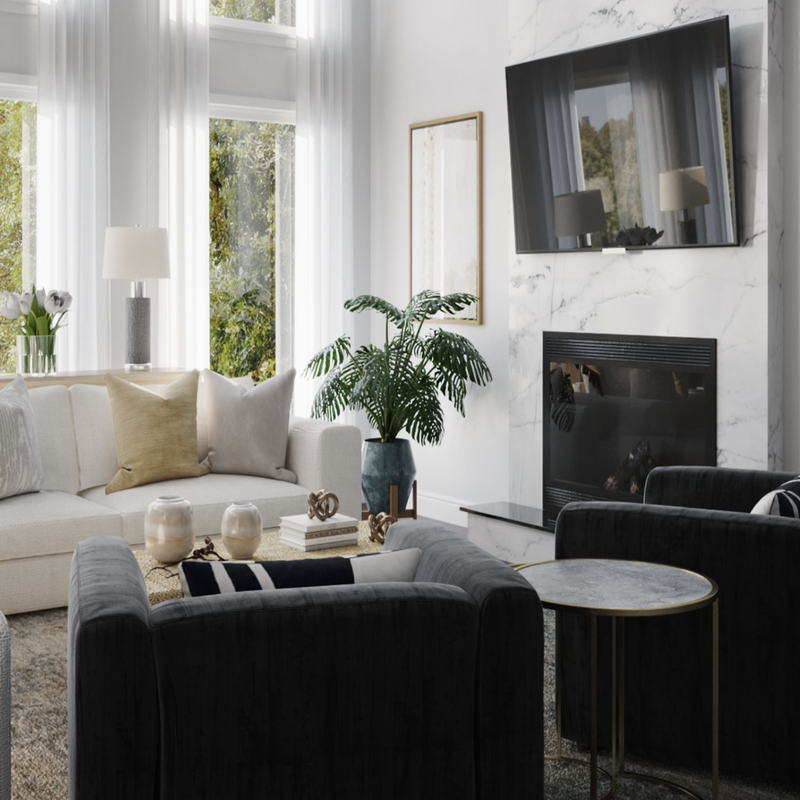 Contemporary, Modern, Coastal, Glam Living Room Design by Havenly Interior Designer Rumki