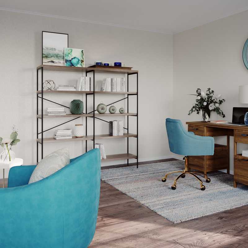 Contemporary, Coastal, Farmhouse Reading Room Design by Havenly Interior Designer Pamela