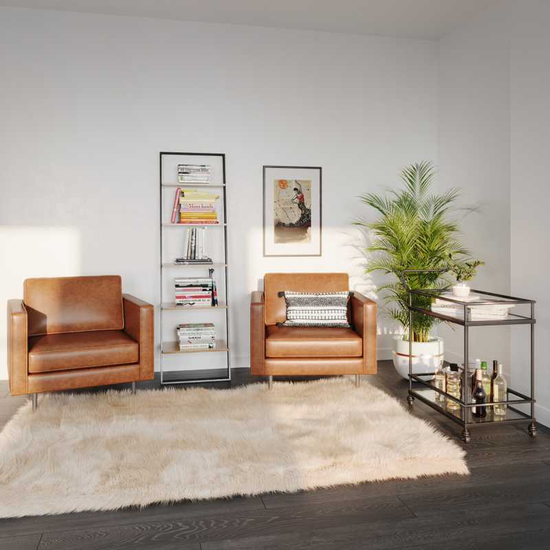 Global, Midcentury Modern Reading Room Design by Havenly Interior Designer Erin