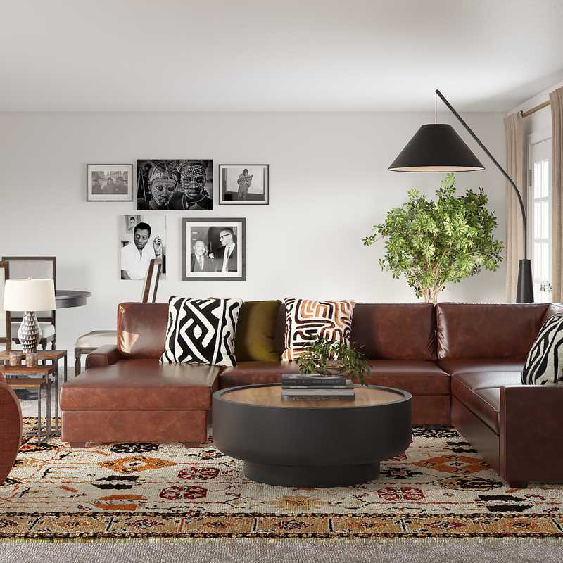 Contemporary, Bohemian, Global Living Room Design by Havenly Interior Designer Freddi