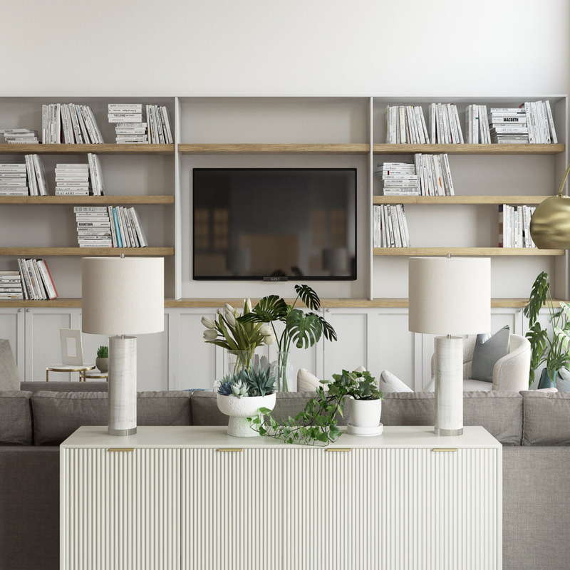 Contemporary, Modern, Coastal Living Room Design by Havenly Interior Designer Rumki