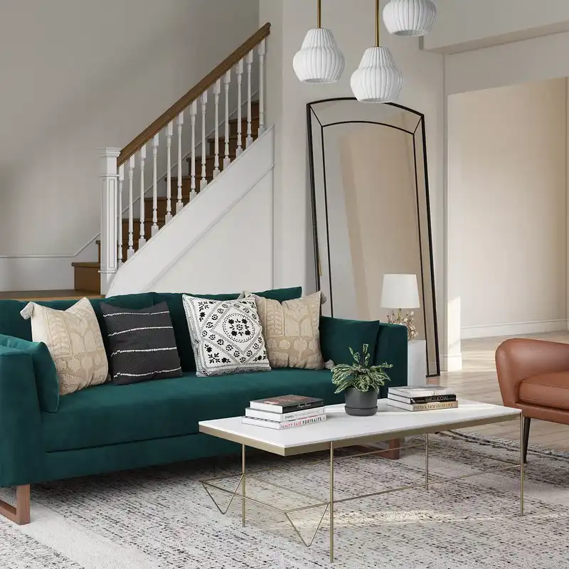 Modern, Bohemian, Midcentury Modern Living Room Design by Havenly Interior Designer Carla