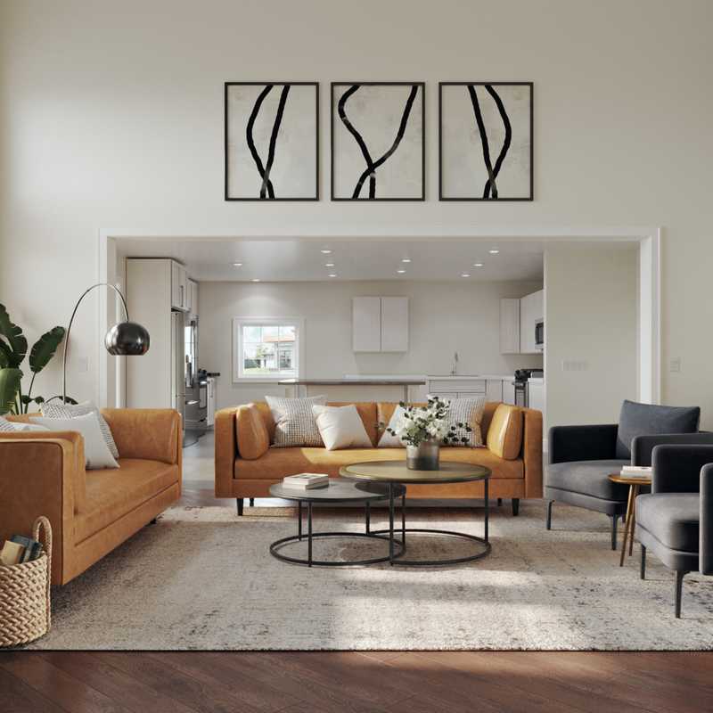 Bohemian, Midcentury Modern Living Room Design by Havenly Interior Designer Taylor