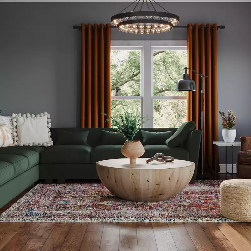 Eclectic, Bohemian, Rustic Living Room Design by Havenly Interior Designer Priscila