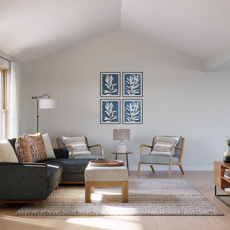 Bohemian, Midcentury Modern Living Room Design by Havenly Interior Designer Jamie