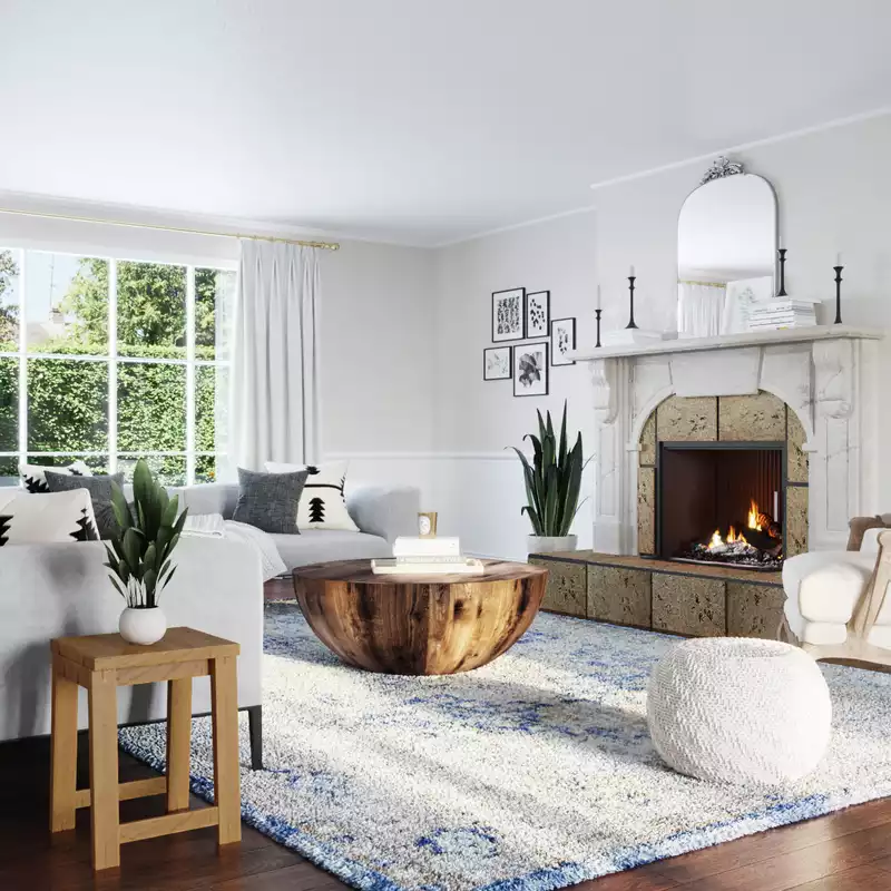 Bohemian, Farmhouse Living Room Design by Havenly Interior Designer Katie