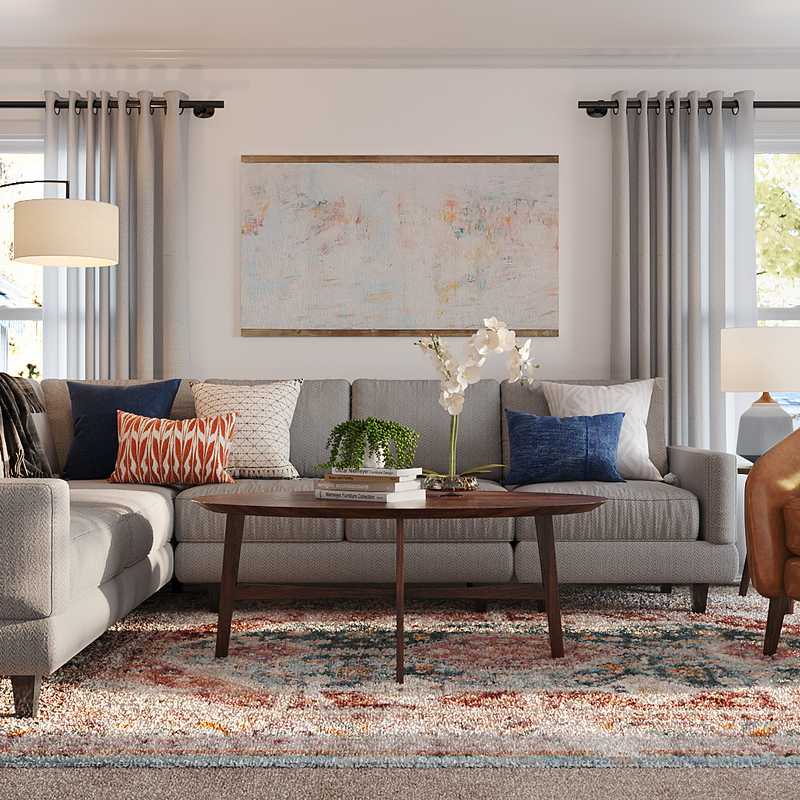 Modern, Bohemian, Midcentury Modern Living Room Design by Havenly Interior Designer Carla