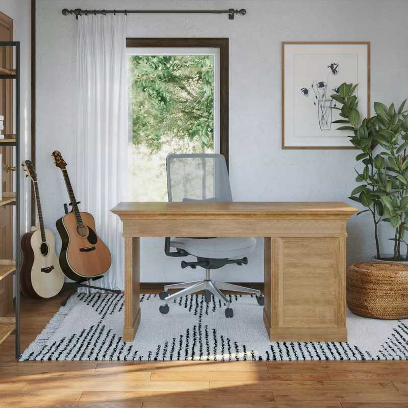 Bohemian, Farmhouse Office Design by Havenly Interior Designer Mariel