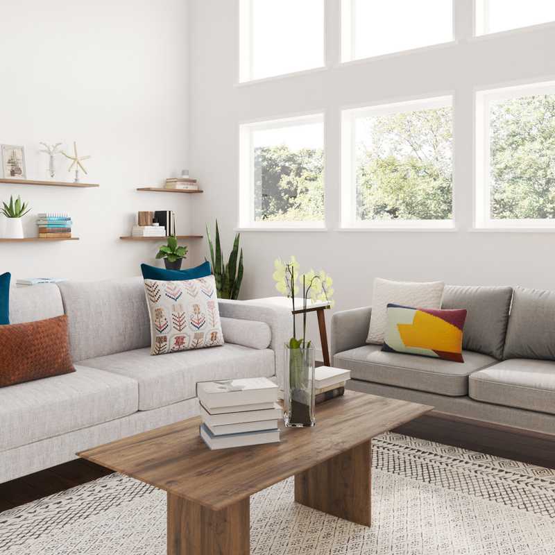 Modern, Bohemian, Midcentury Modern Living Room Design by Havenly Interior Designer Carla