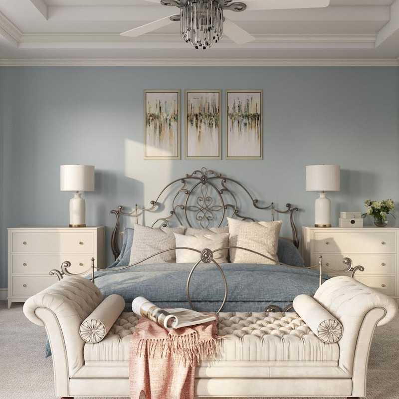 Glam, Preppy Bedroom Design by Havenly Interior Designer Ingrid