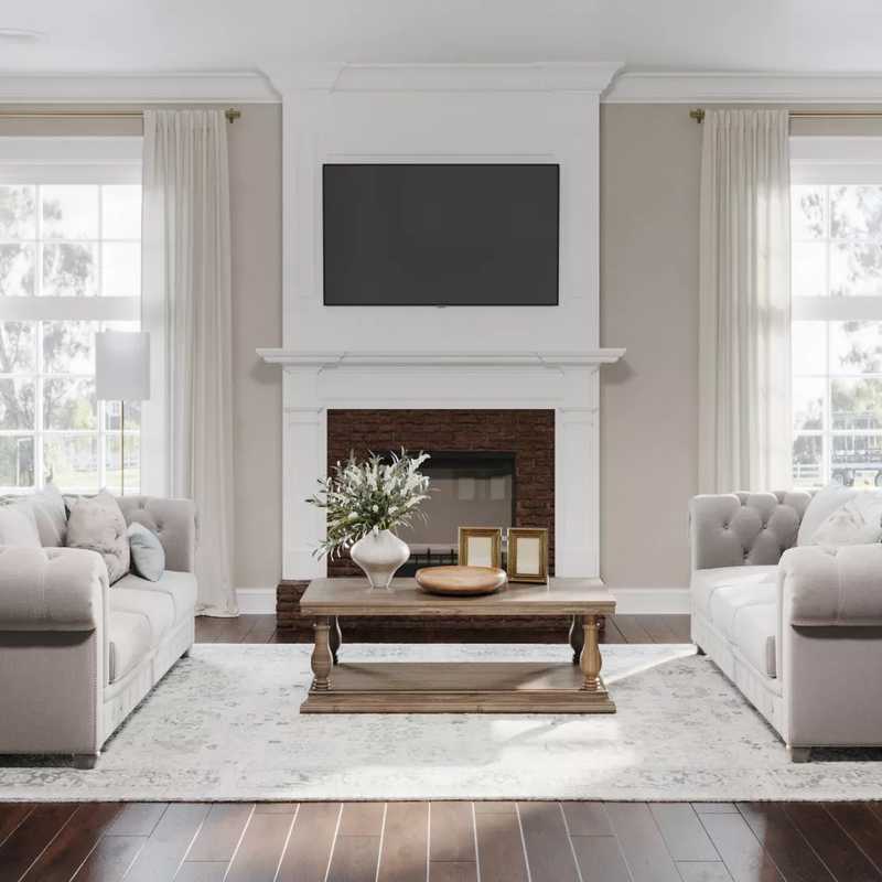 Classic, Traditional, Farmhouse Living Room Design by Havenly Interior Designer Mariel