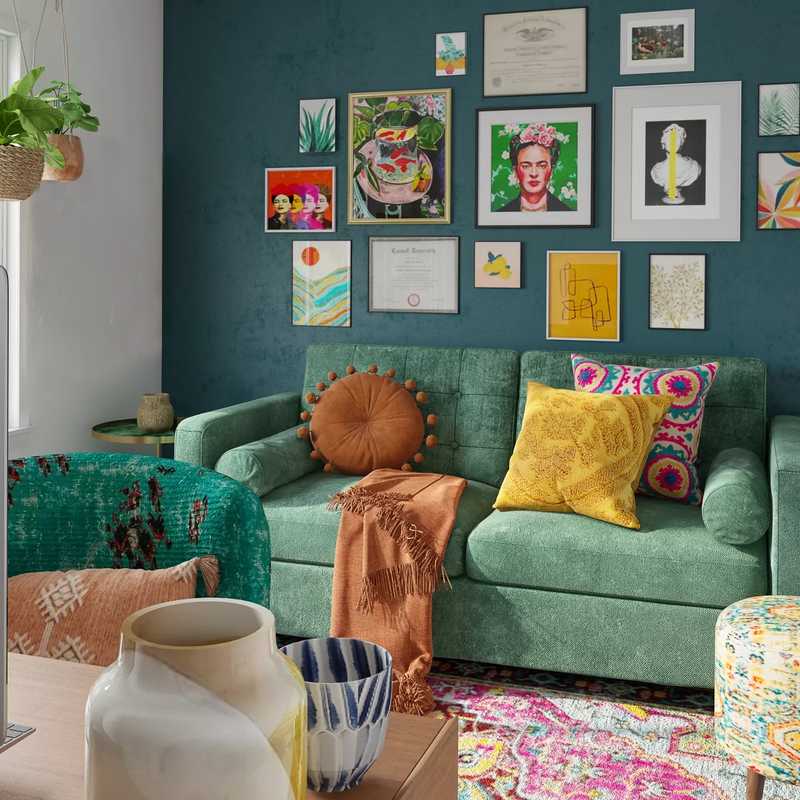 Bohemian, Midcentury Modern Office Design by Havenly Interior Designer Kristin