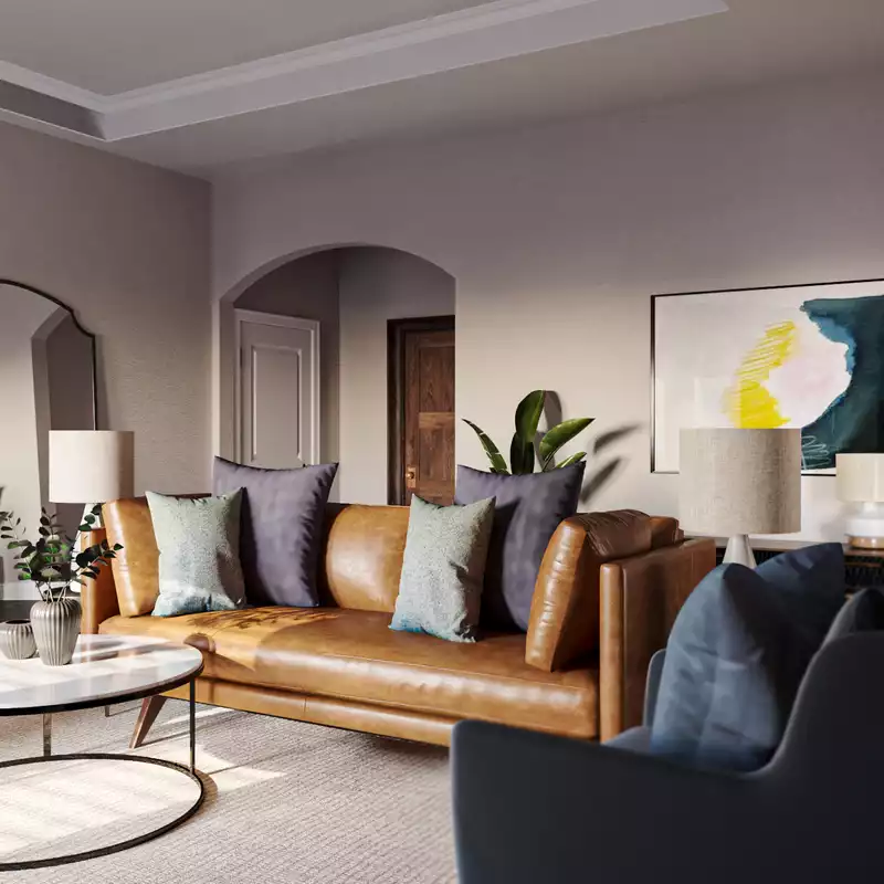 Bohemian, Midcentury Modern Living Room Design by Havenly Interior Designer Marisol
