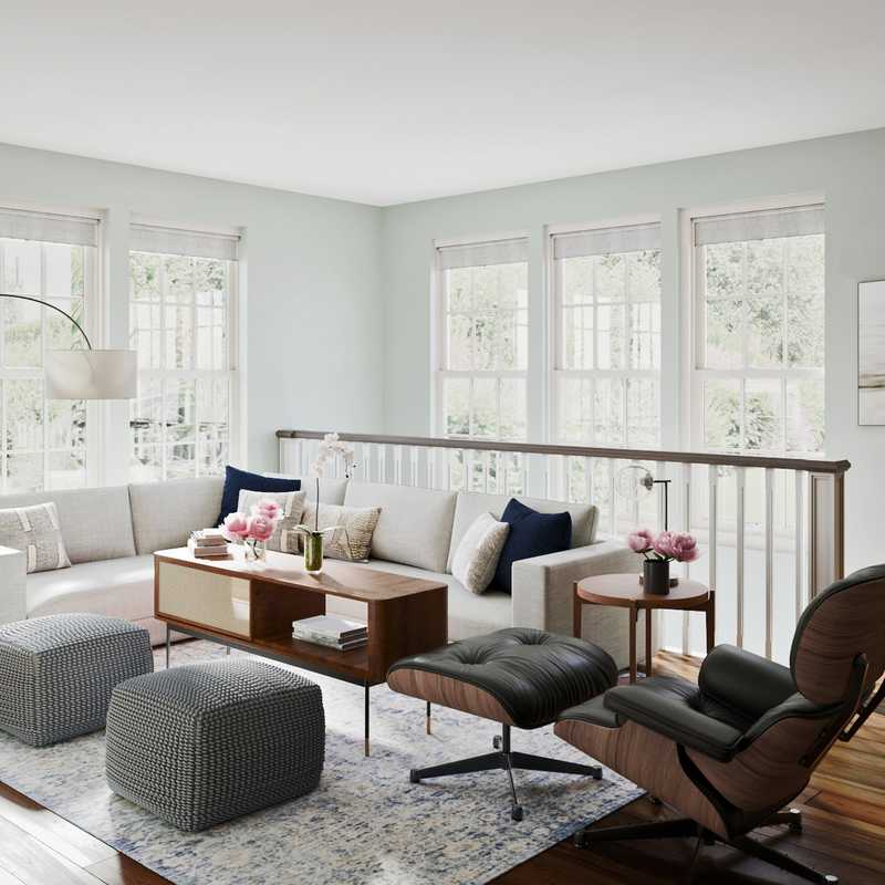 Bohemian, Glam, Midcentury Modern Living Room Design by Havenly Interior Designer Carla
