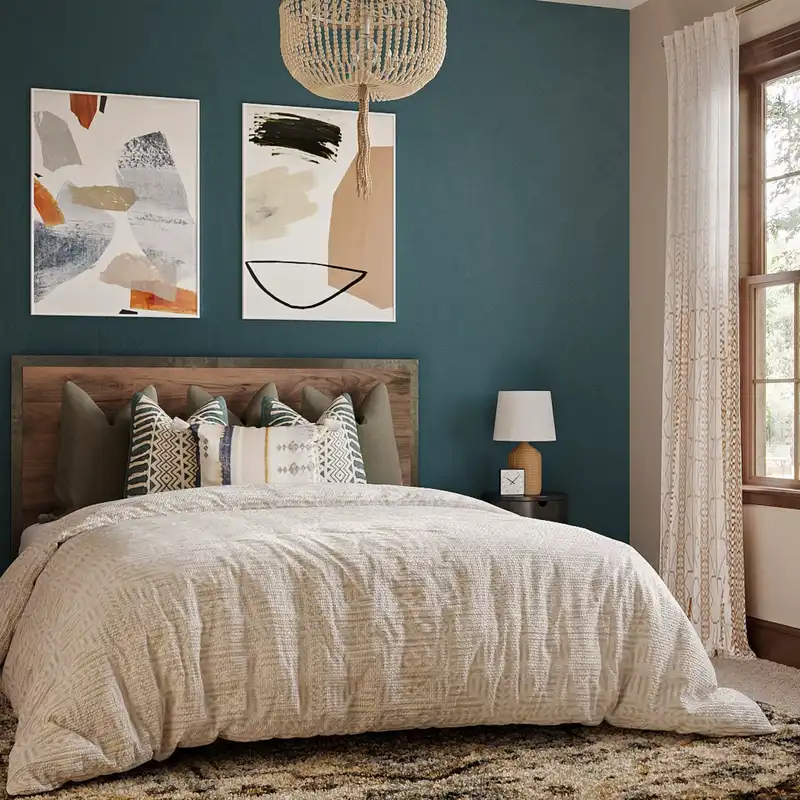 Eclectic, Bohemian, Global, Midcentury Modern Bedroom Design by Havenly Interior Designer Ingrid