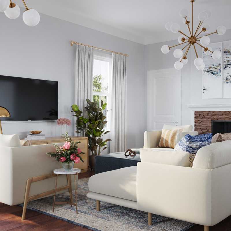 Midcentury Modern, Minimal, Scandinavian Living Room Design by Havenly Interior Designer Ariadna