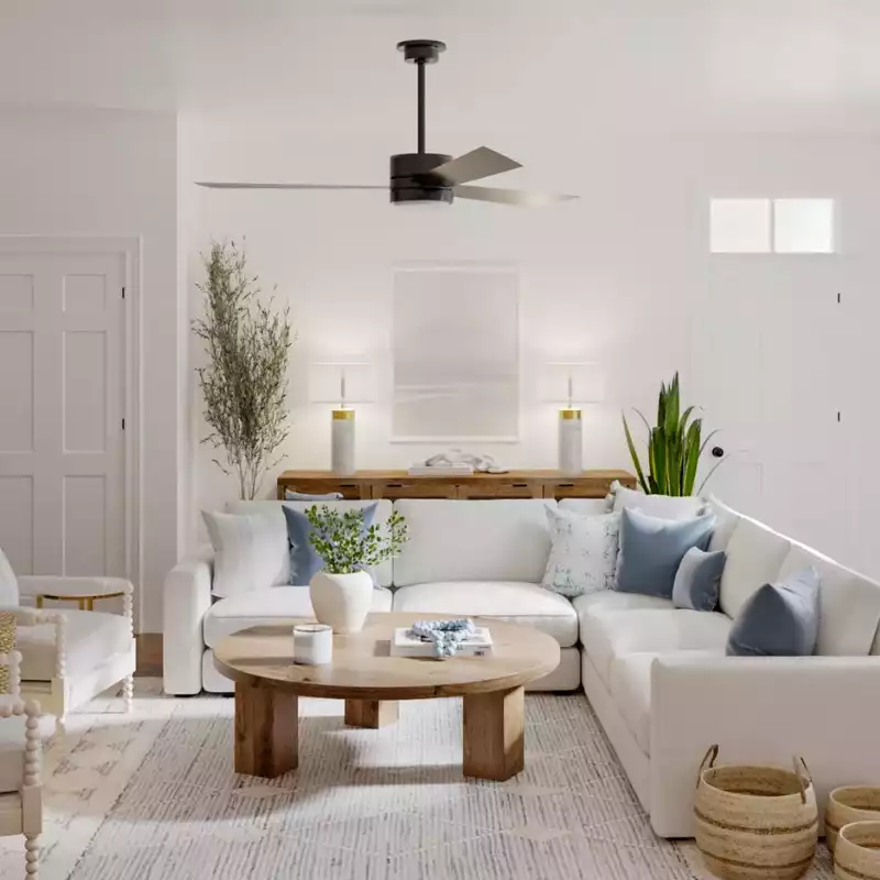 Classic, Bohemian, Coastal, Transitional Living Room Design by Havenly Interior Designer Lisa