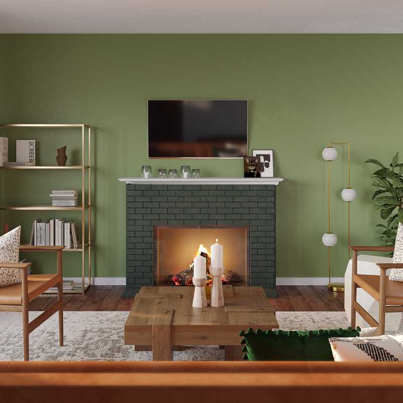 Global, Midcentury Modern Living Room Design by Havenly Interior Designer Candela