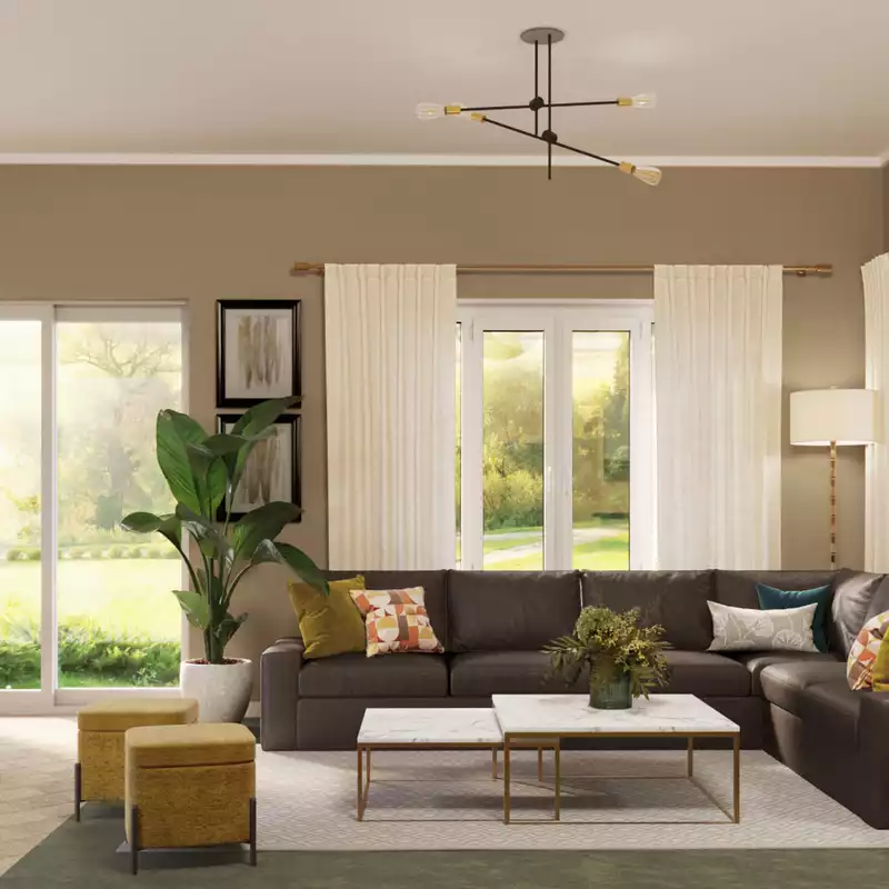 Contemporary, Modern, Preppy Living Room Design by Havenly Interior Designer Camila
