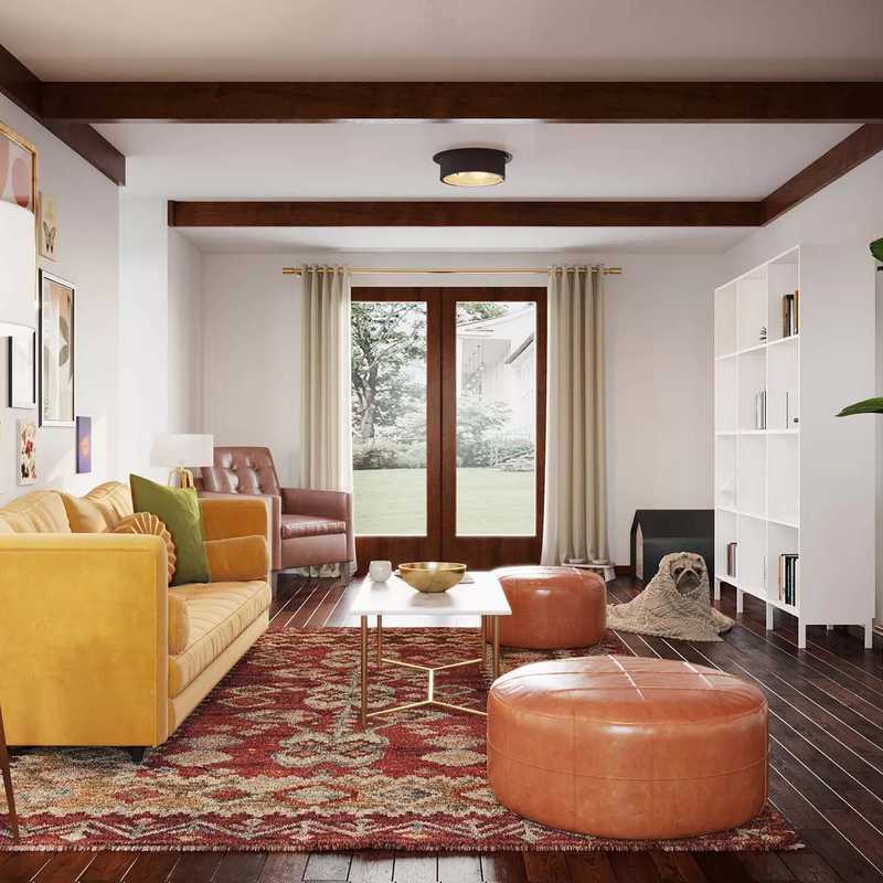 Bohemian, Midcentury Modern Living Room Design by Havenly Interior Designer Katherin