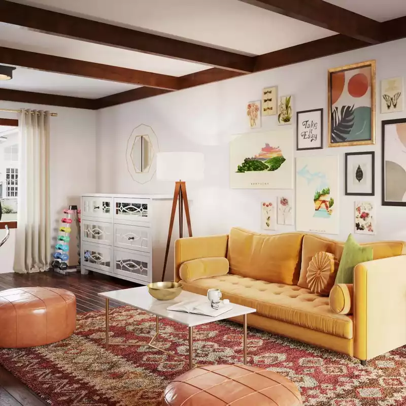 Bohemian, Midcentury Modern Living Room Design by Havenly Interior Designer Katherin