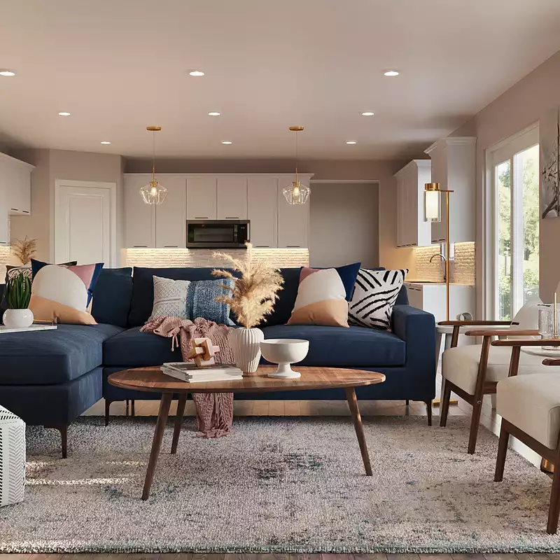 Modern, Midcentury Modern Living Room Design by Havenly Interior Designer Ambar