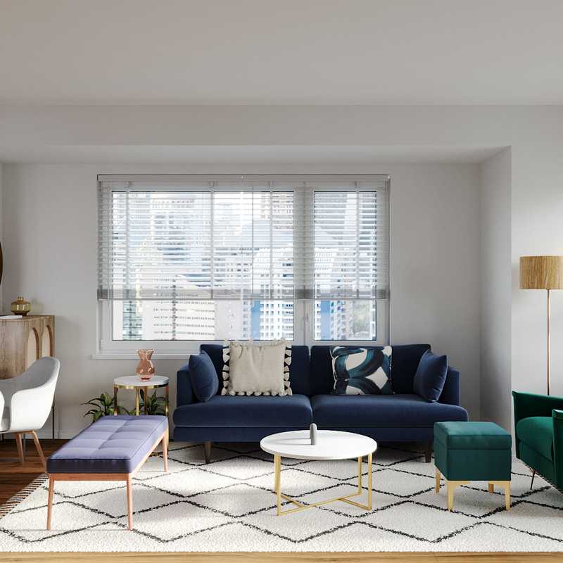 Bohemian, Midcentury Modern Living Room Design by Havenly Interior Designer Natalia