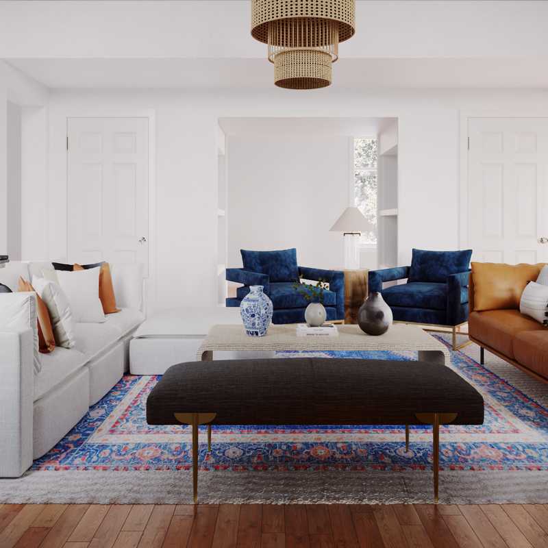 Contemporary, Classic, Bohemian, Industrial Living Room Design by Havenly Interior Designer Rachel