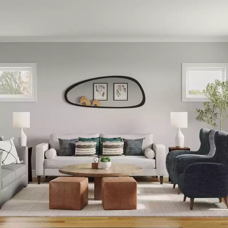 Transitional, Midcentury Modern Living Room Design by Havenly Interior Designer Elizabeth