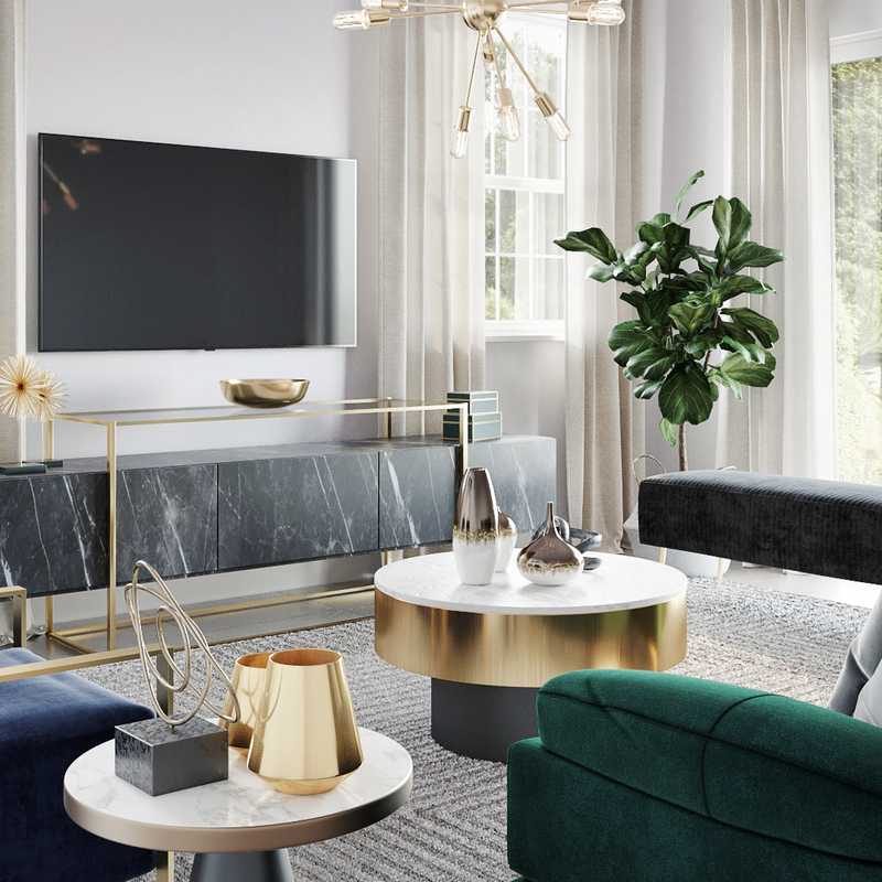 Glam Living Room Design by Havenly Interior Designer Emmanuel